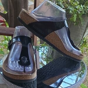 Birkenstock Gizeh Black Patent Sandal Size EU 39 US 8